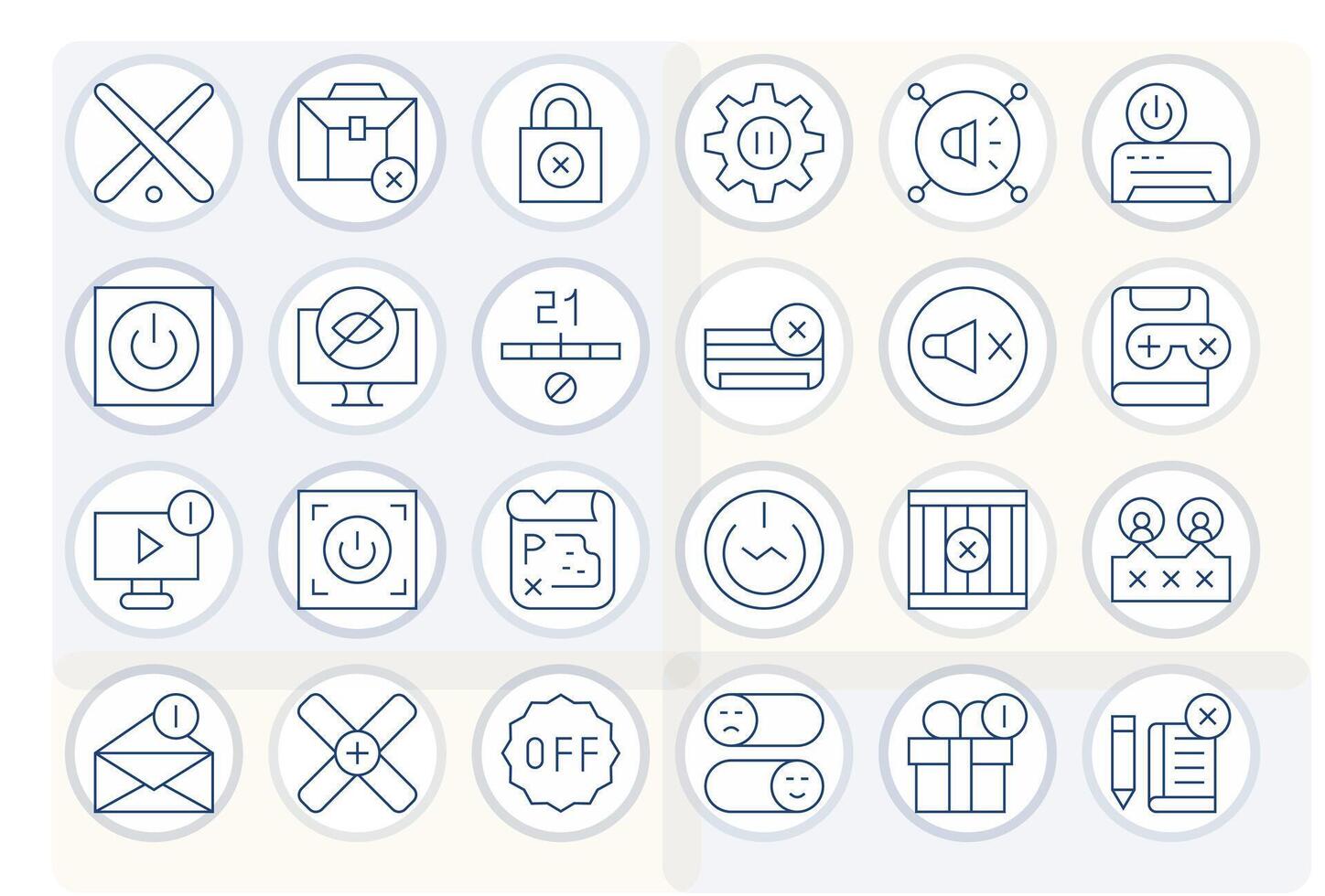 Disable Professional Set with 24 Thin Line Grid Fitted 128x128 Icons vector