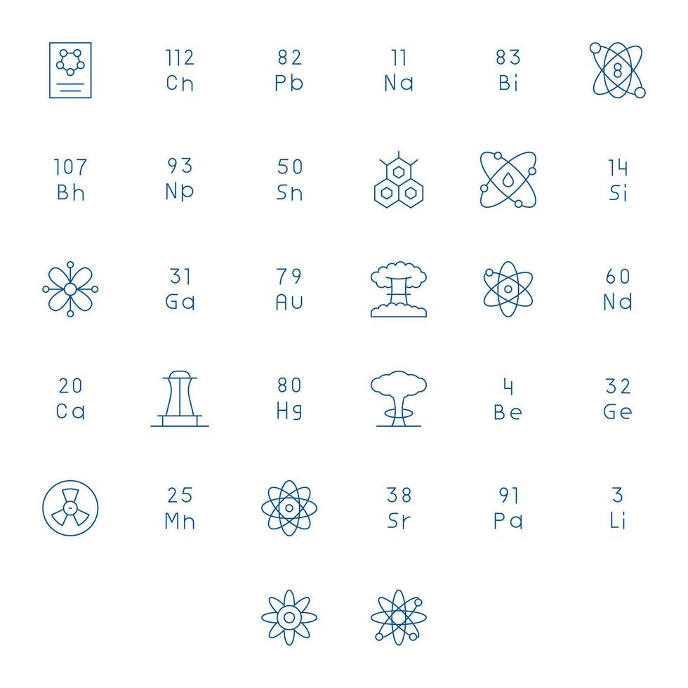 32 Thin Line Pixel Optimized Vectors for Atomic Theme