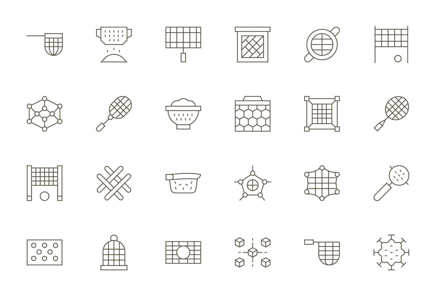 24 128x128 Thin Line Icons optimized for Mesh Editable display vector