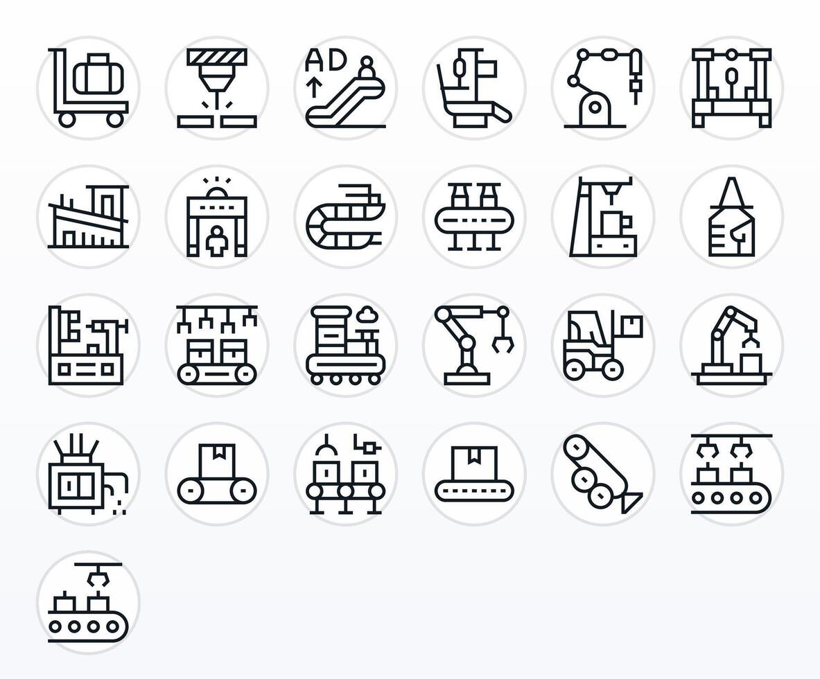 25 Icons for Conveyor optimized in Detail Enhanced 64x64 Regular Line resolution vector