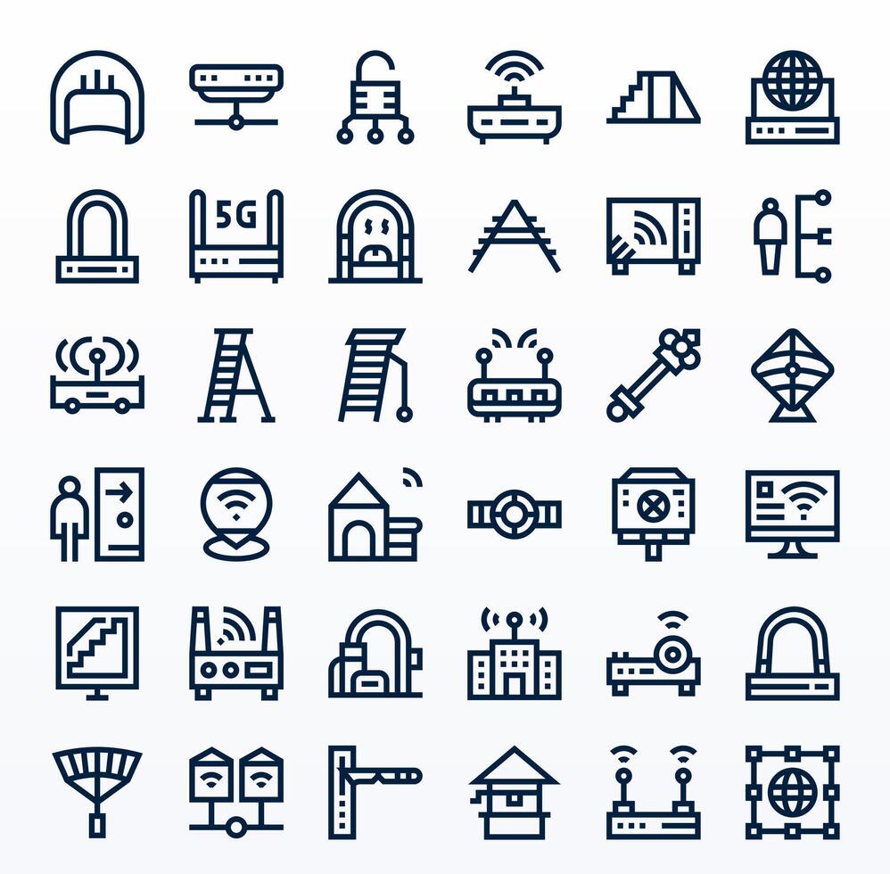 Access Point Icon Toolkit featuring 36 Pixel Optimized 64x64 Bold Line elements vector