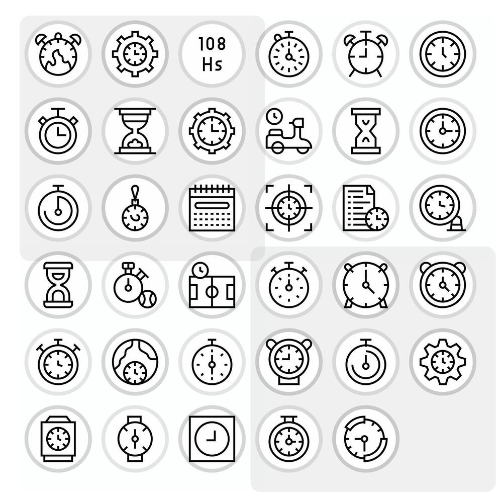 Timing Icon Library with 35 Regular Line Retina Ready Pixel Optimized Designs vector