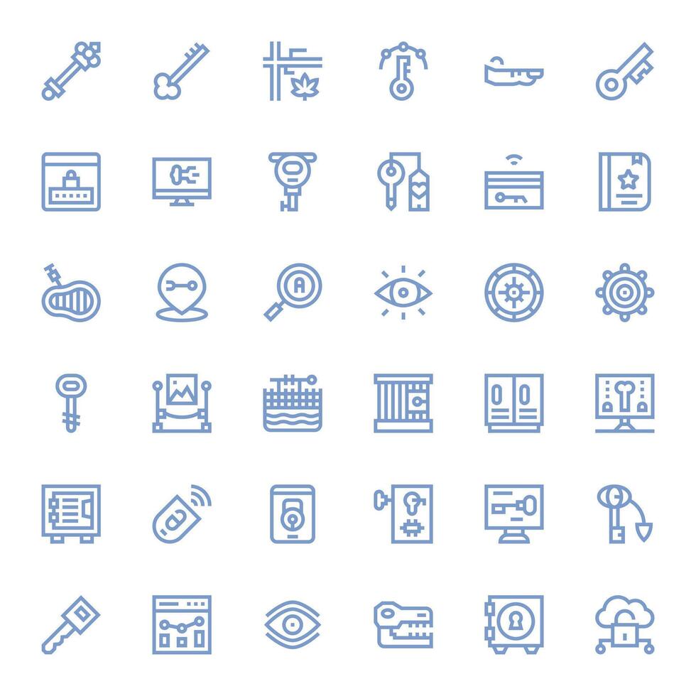 Bold Line Style Key Icons with 36 High Resolution Pixel Aligned Designs vector