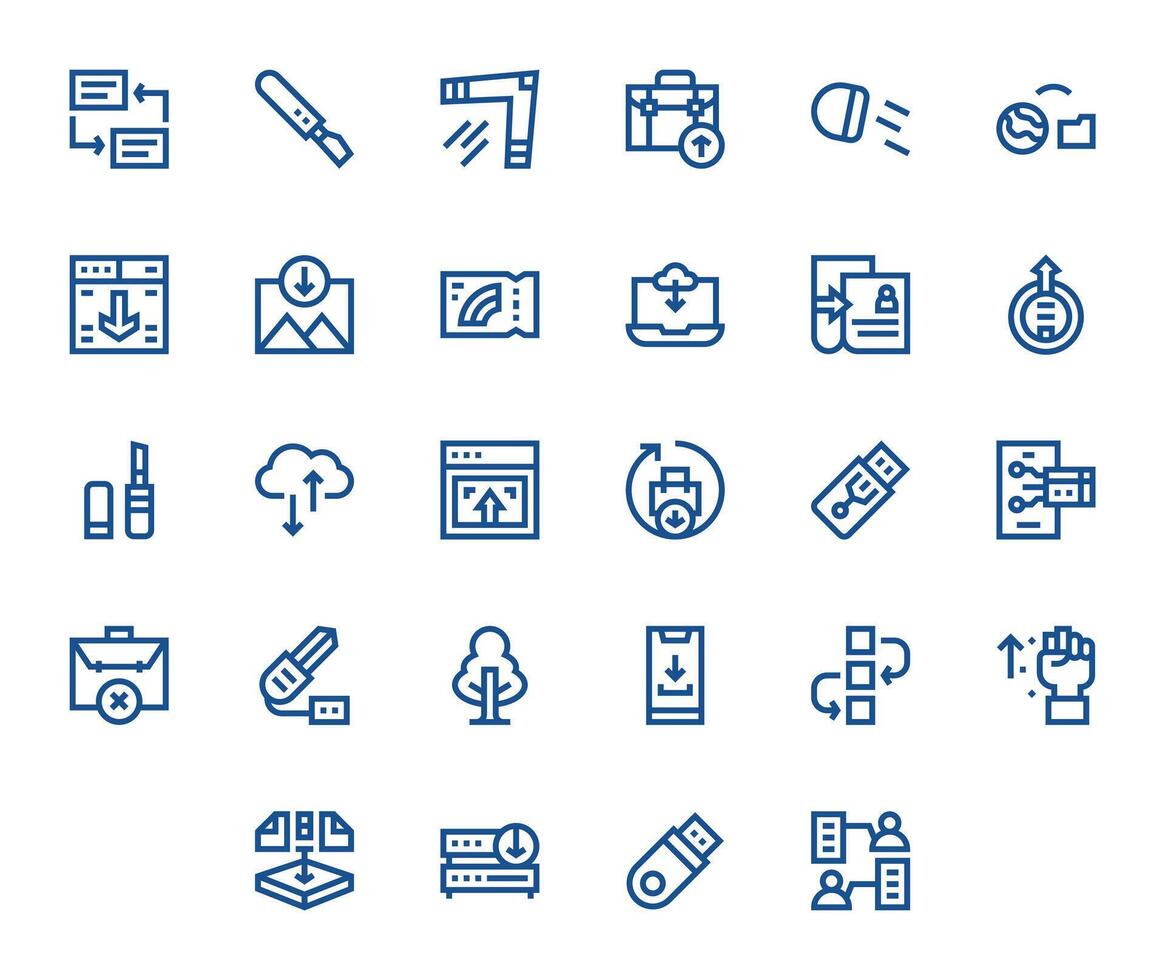 28 Bold Line Pixel Optimized 64x64 Icons from File Transfer Suite vector