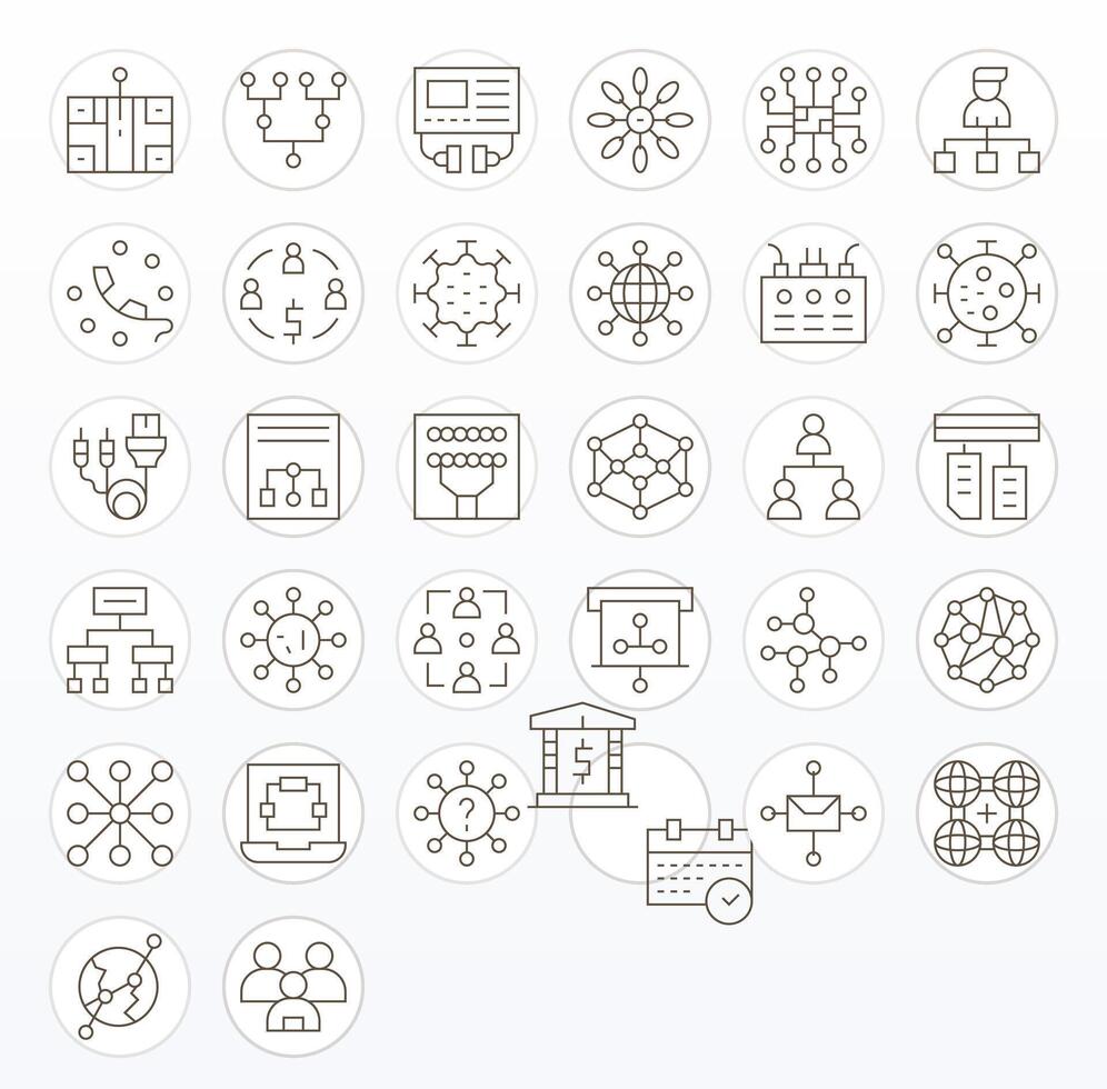 32 256x256 Thin Line Icons optimized for Connections PIXEL Perfect display vector