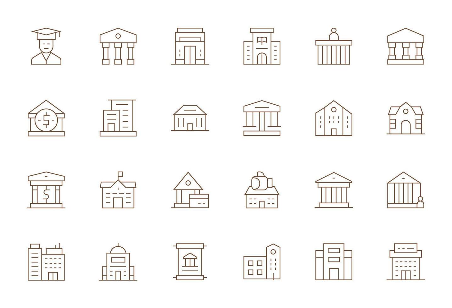 24 Display Perfect Thin Line Icons designed for Institution Interface vector