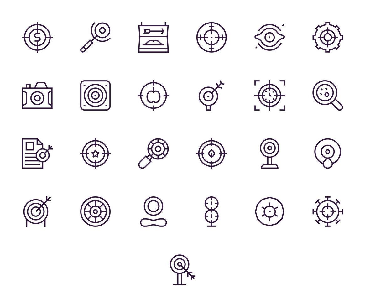 25 Regular Line Icons from Objective in 128x128 Editable Quality vector