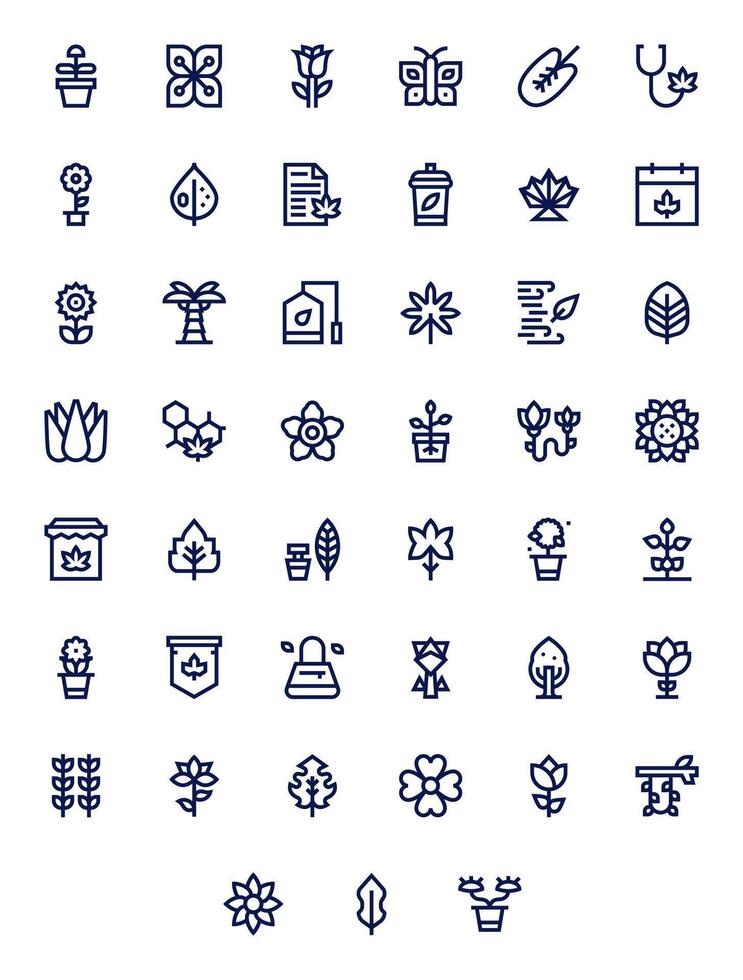 Bold Line Style Leaf Icons with 45 High Resolution Pixel Optimized Designs vector