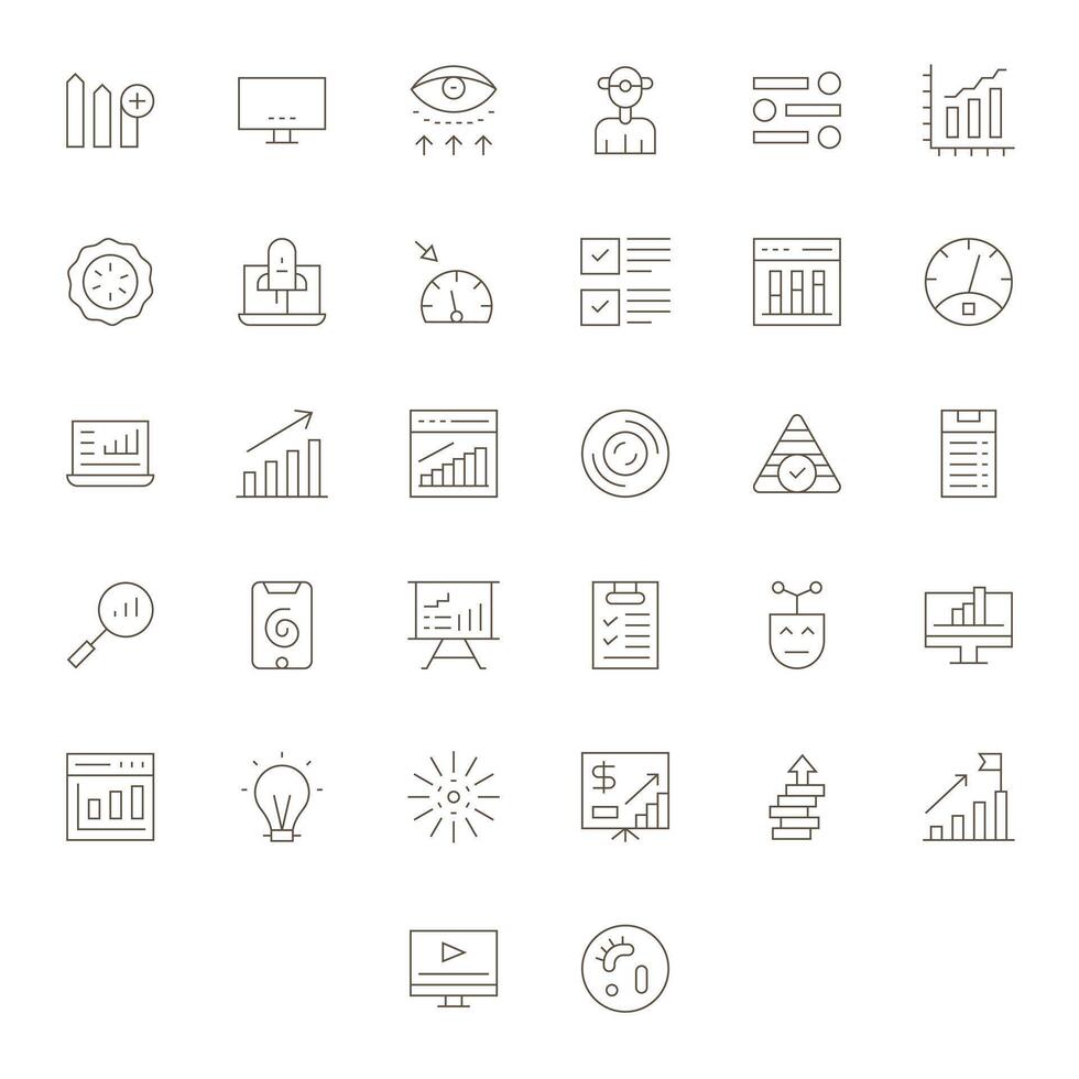 Progress Bar Icon Library with 32 Thin Line 256x256 Display Perfect Designs vector