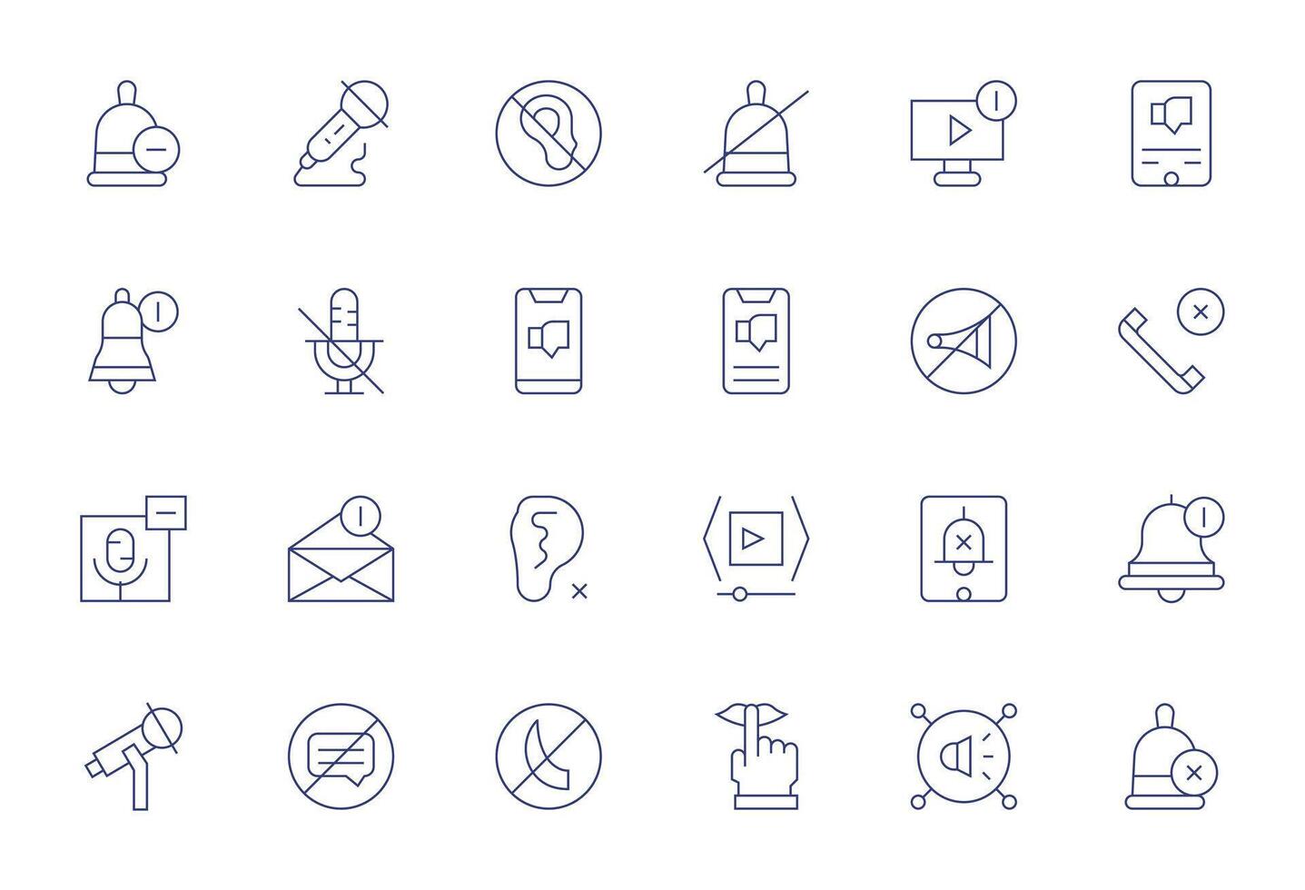 24 64x64 Thin Line Icons optimized for Mute Pixel Optimized display vector