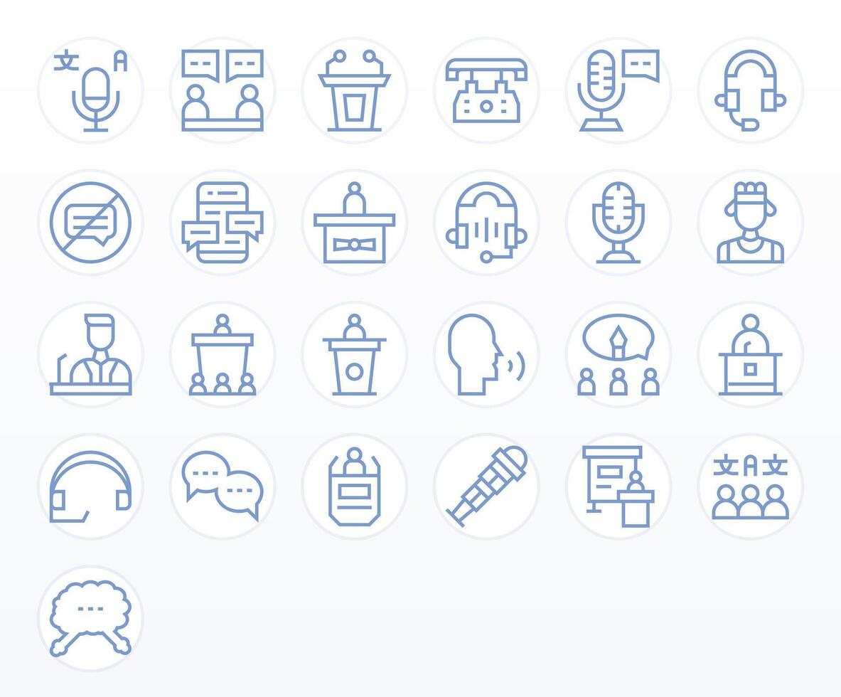 Talk Icon Set with 25 Regular Line High Resolution Editable Graphics vector