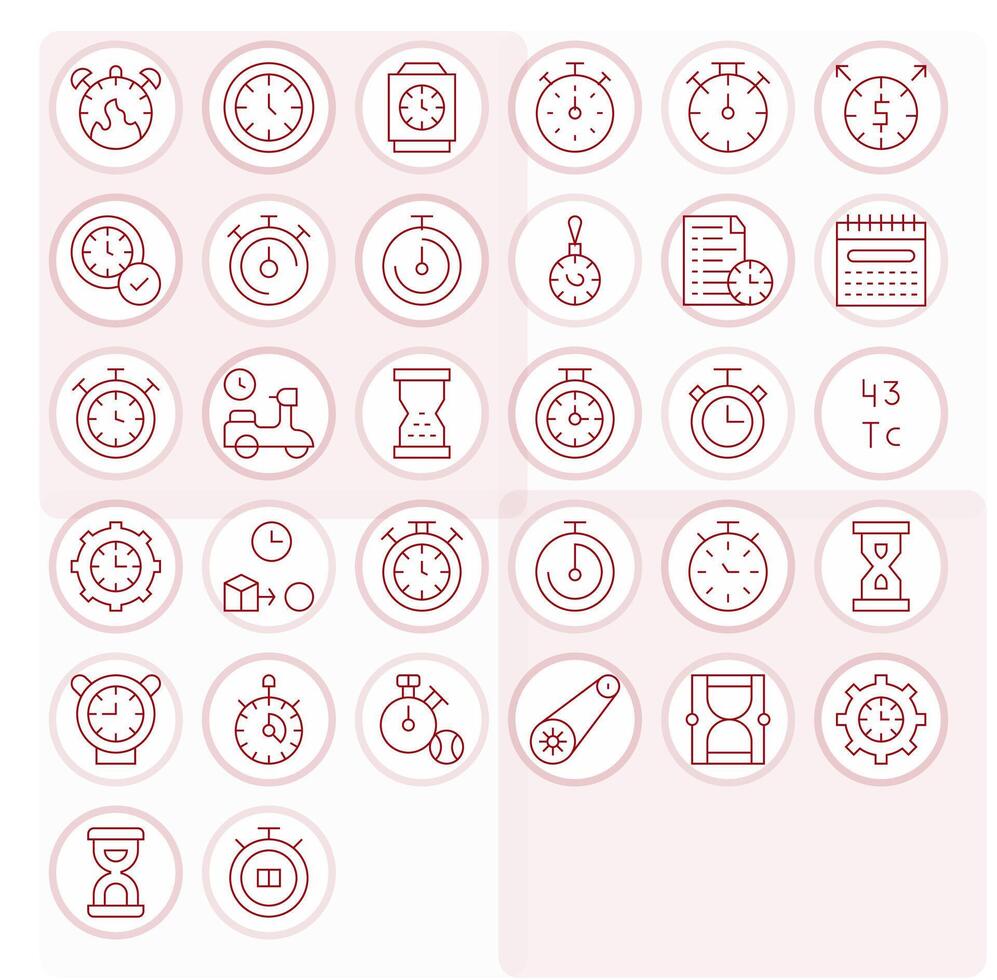 32 128x128 Icons for Timing in Pixel Optimized Thin Line Format vector