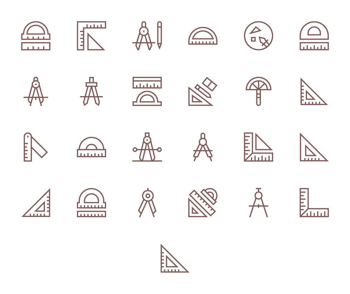 25 Regular Line PIXEL Perfect Icons tailored for Protractor 256x256 interface vector