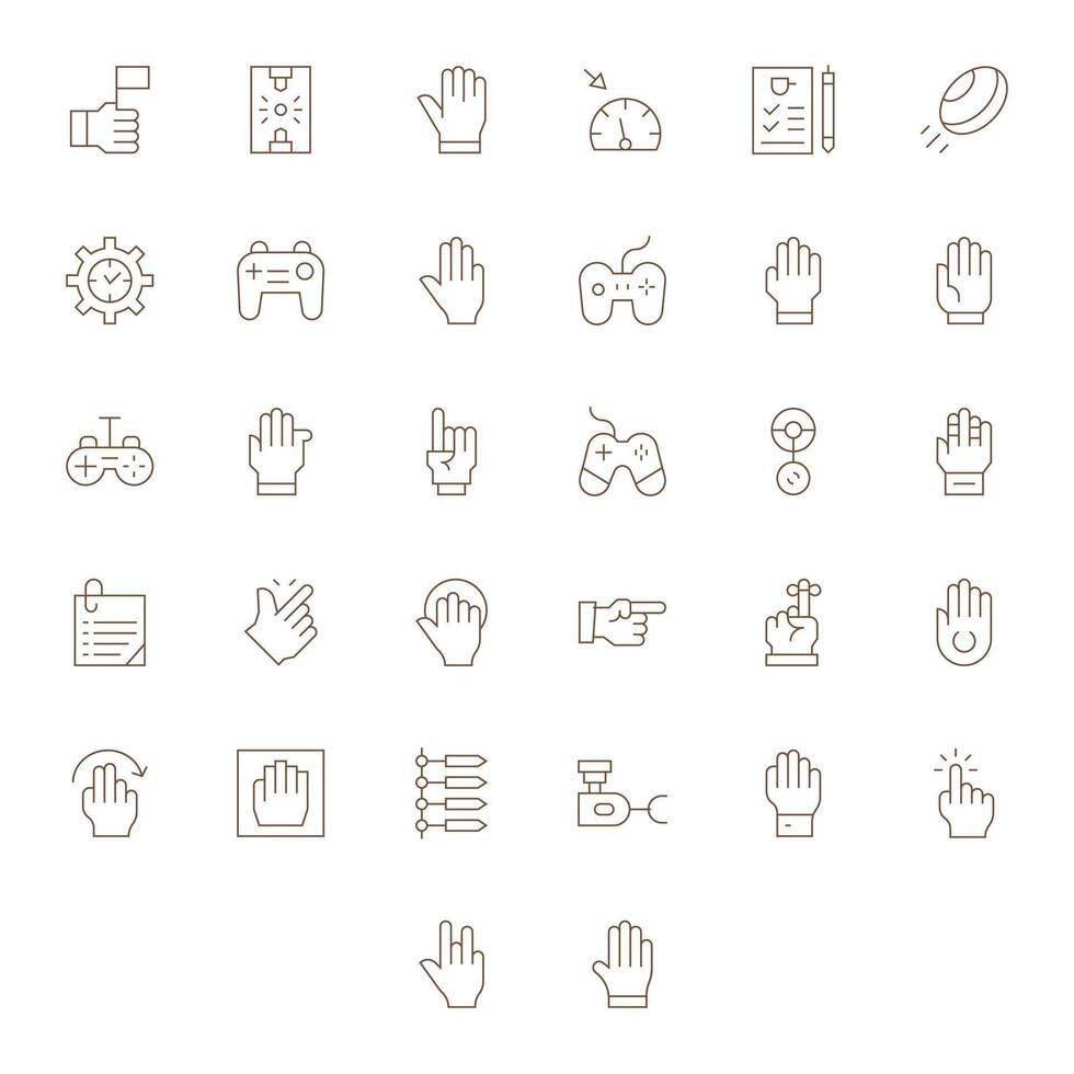 Action Comprehensive Bundle with 32 Pixel Optimized Thin Line High Resolution Icons vector
