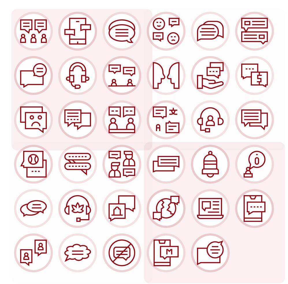 charla icono conjunto con 35 regular línea alto resolución editable gráficos vector
