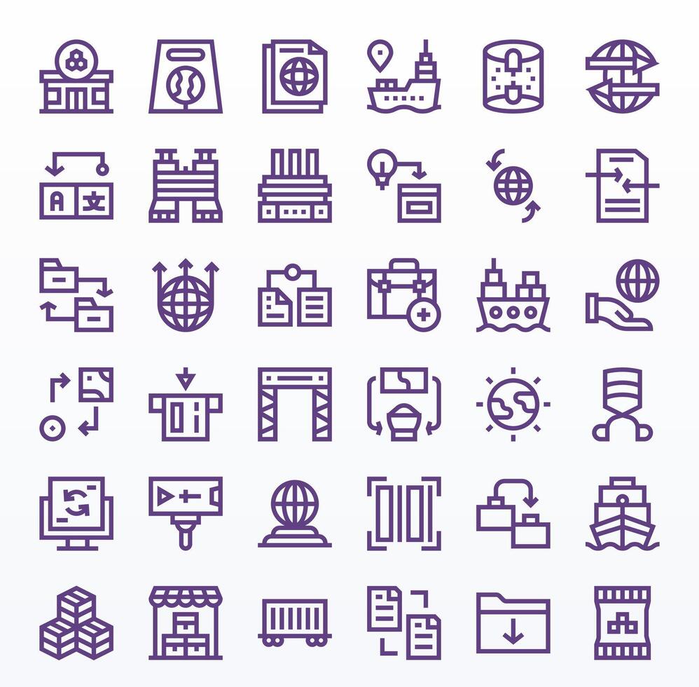 Bold Line Pixel Optimized Icons from Import Set with 36 Retina Ready Icons vector