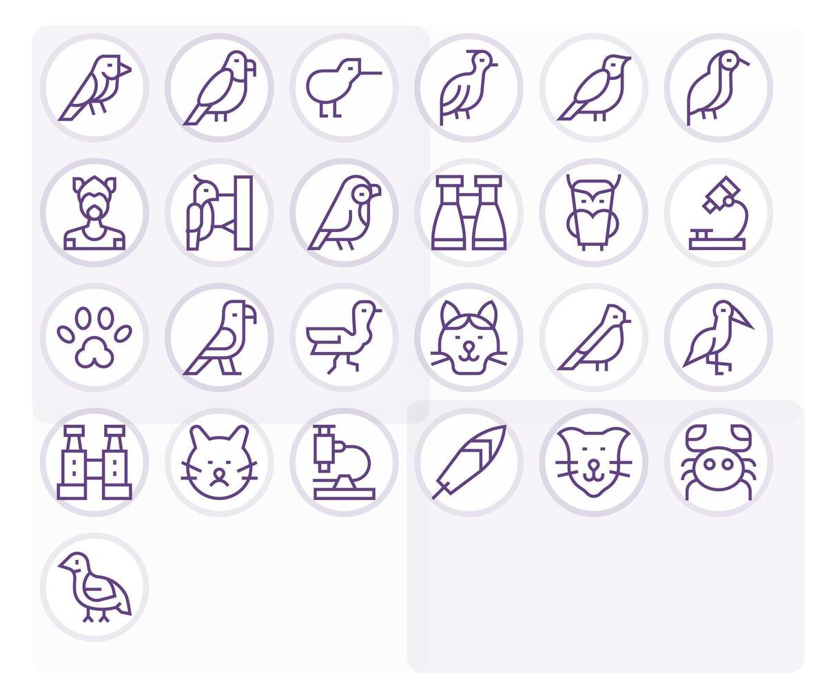 25 Regular Line Icons designed for Zoology in 128x128 Pixel Aligned format vector