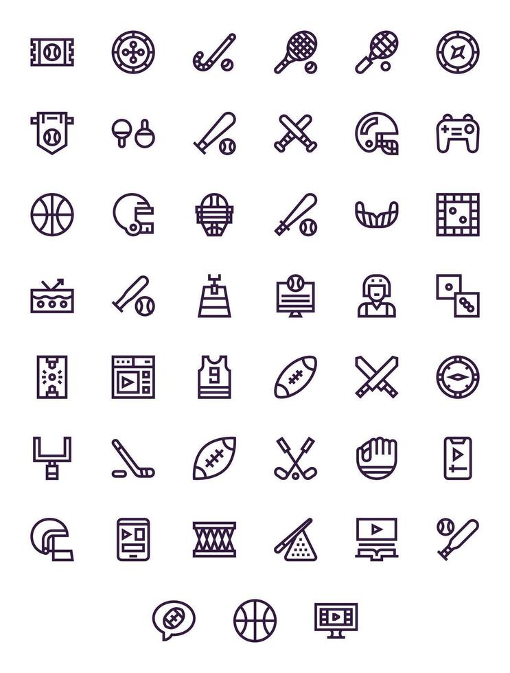 45 Bold Line Pixel Optimized Icons tailored for Player 256x256 interface vector