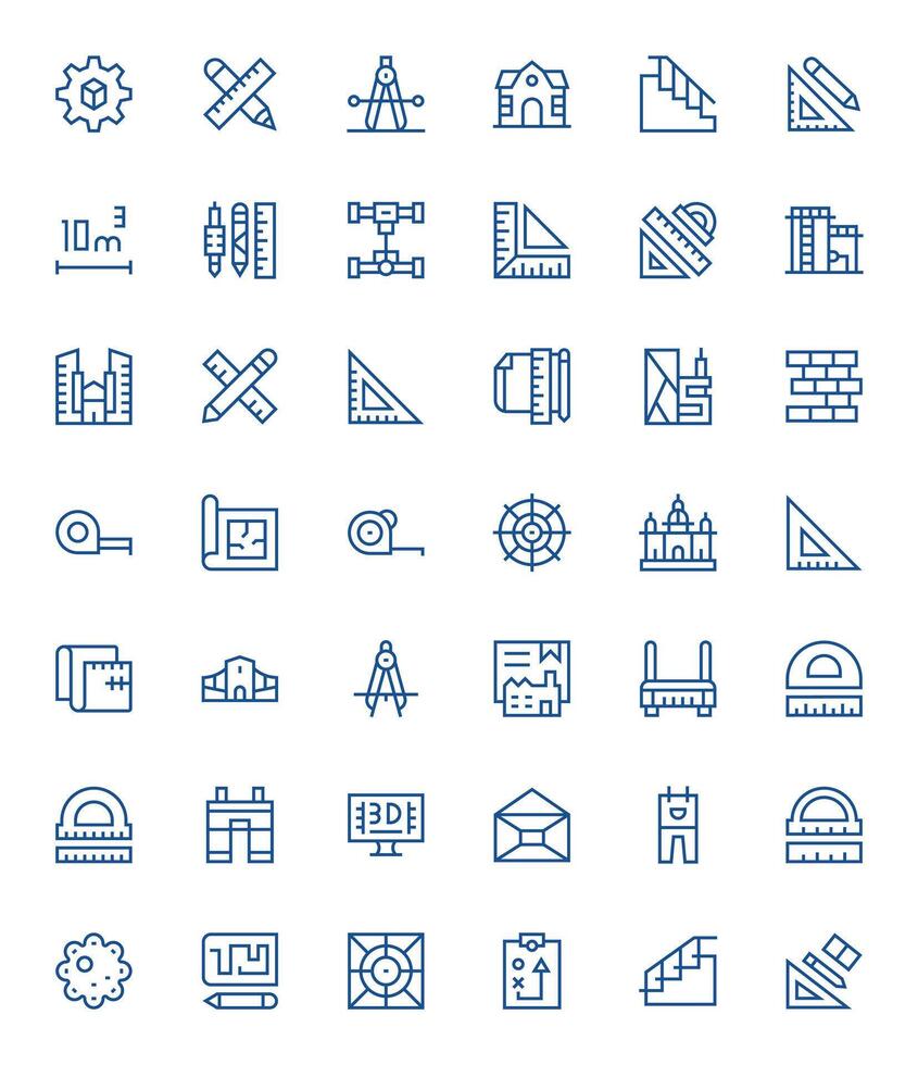 Blueprint Ultimate Package with 42 High Resolution Regular Line Display Perfect Icons vector