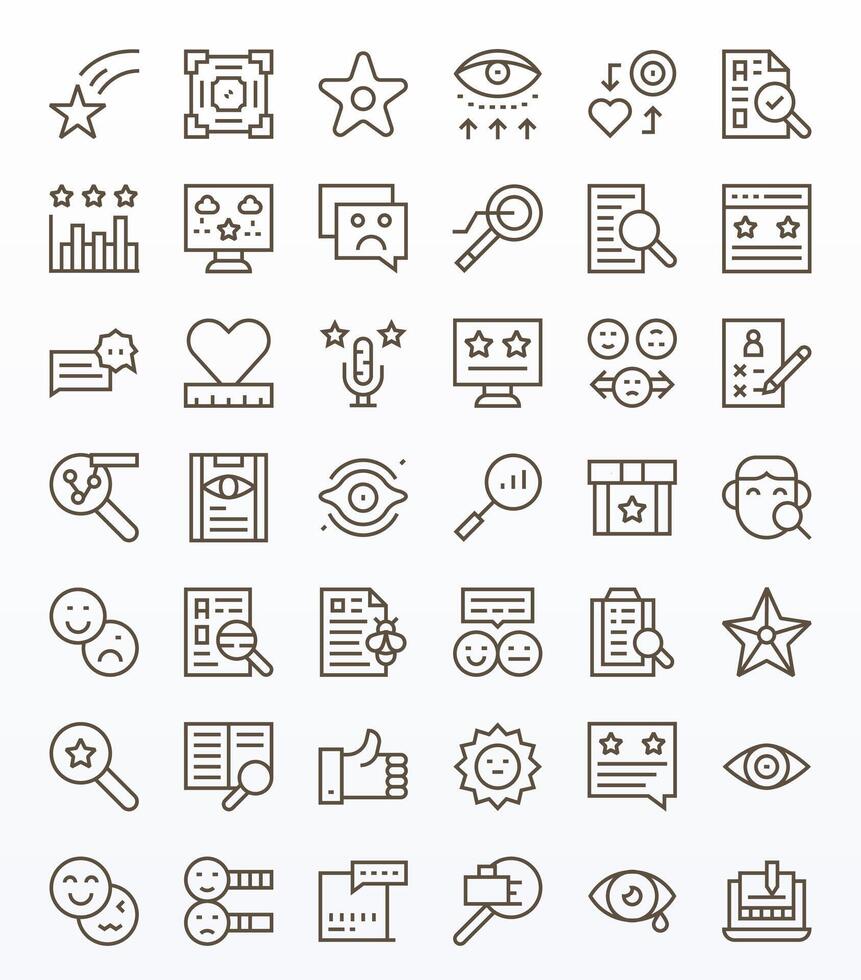 42 Editable Icons themed around Review in 256x256 Regular Line format vector