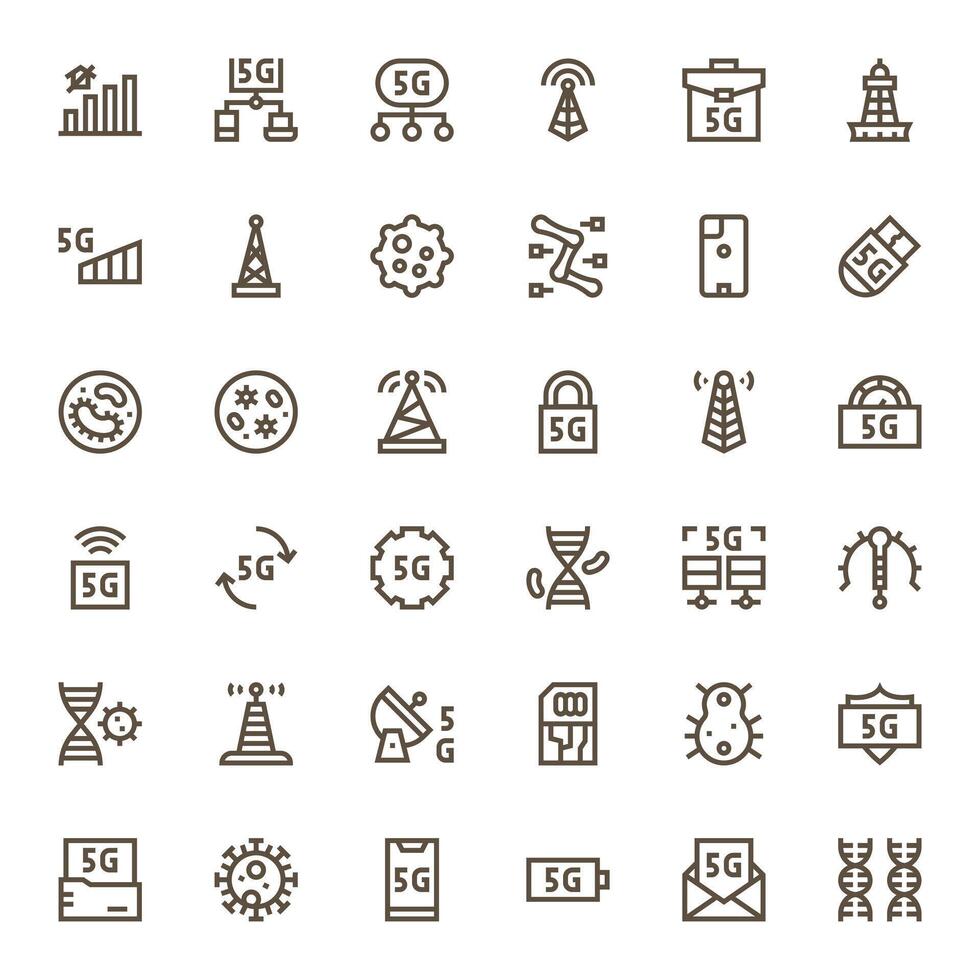 36 íconos para celular optimizado en píxel optimizado 64 x 64 negrita línea resolución vector