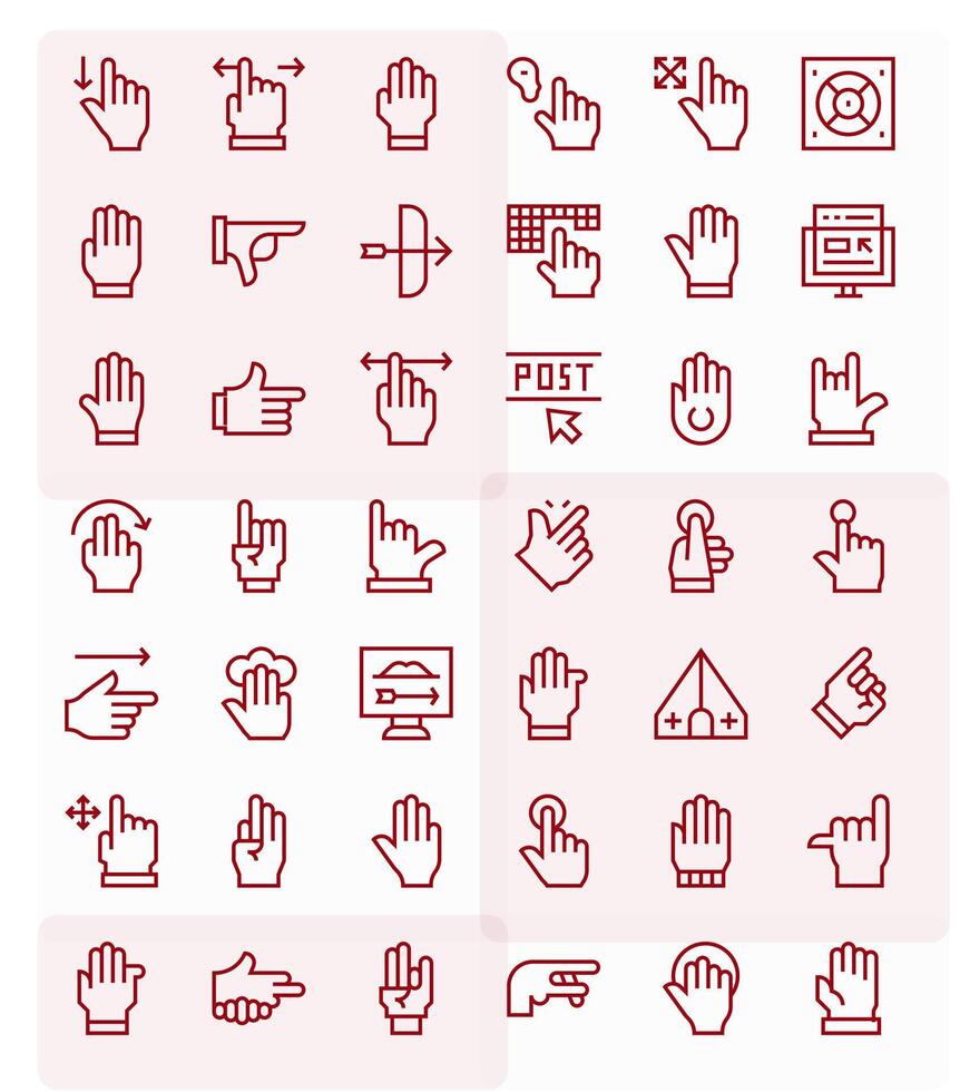 42 Retina Ready Regular Line Icons optimized for Cursor Editable display vector