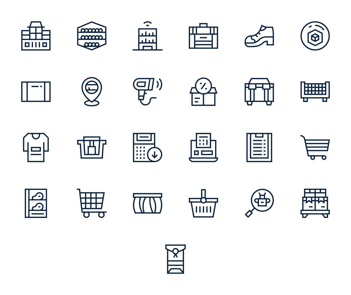25 Icons for Inventory featuring High Resolution Editable Regular Line Graphics vector