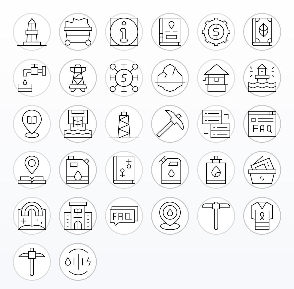 32 Thin Line Icons for Resource in crisp High Resolution Editable resolution vector