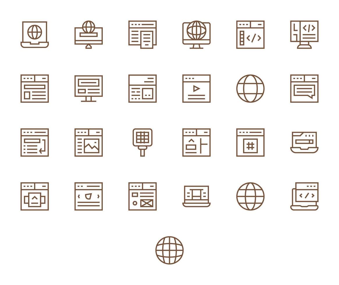 Browser Exclusive Set featuring 25 Regular Line Editable High Resolution Icons vector