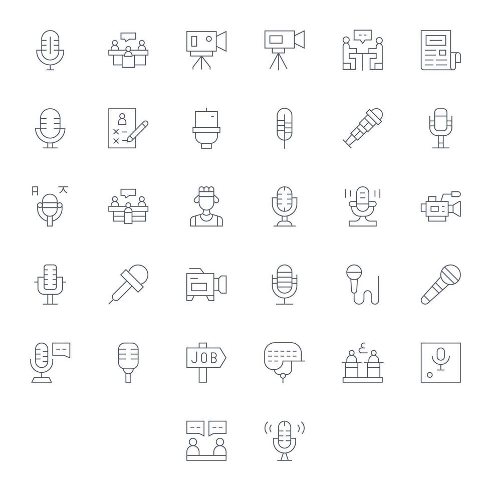 Thin Line Pixel Optimized Icons from Interview Set with 32 Retina Ready Icons vector