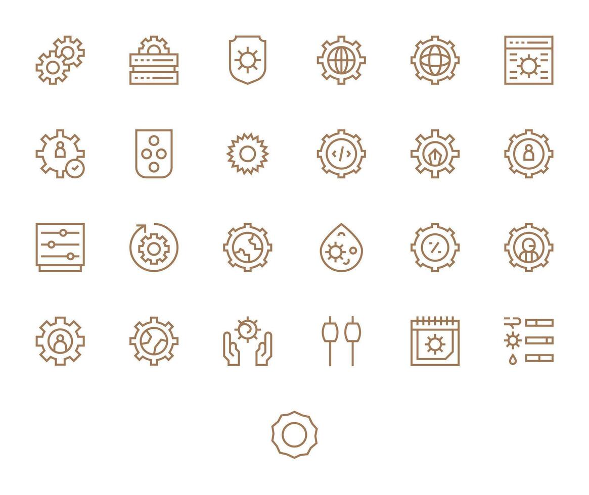 Configuration Icon Toolkit featuring 25 PIXEL Perfect Retina Ready Regular Line elements vector