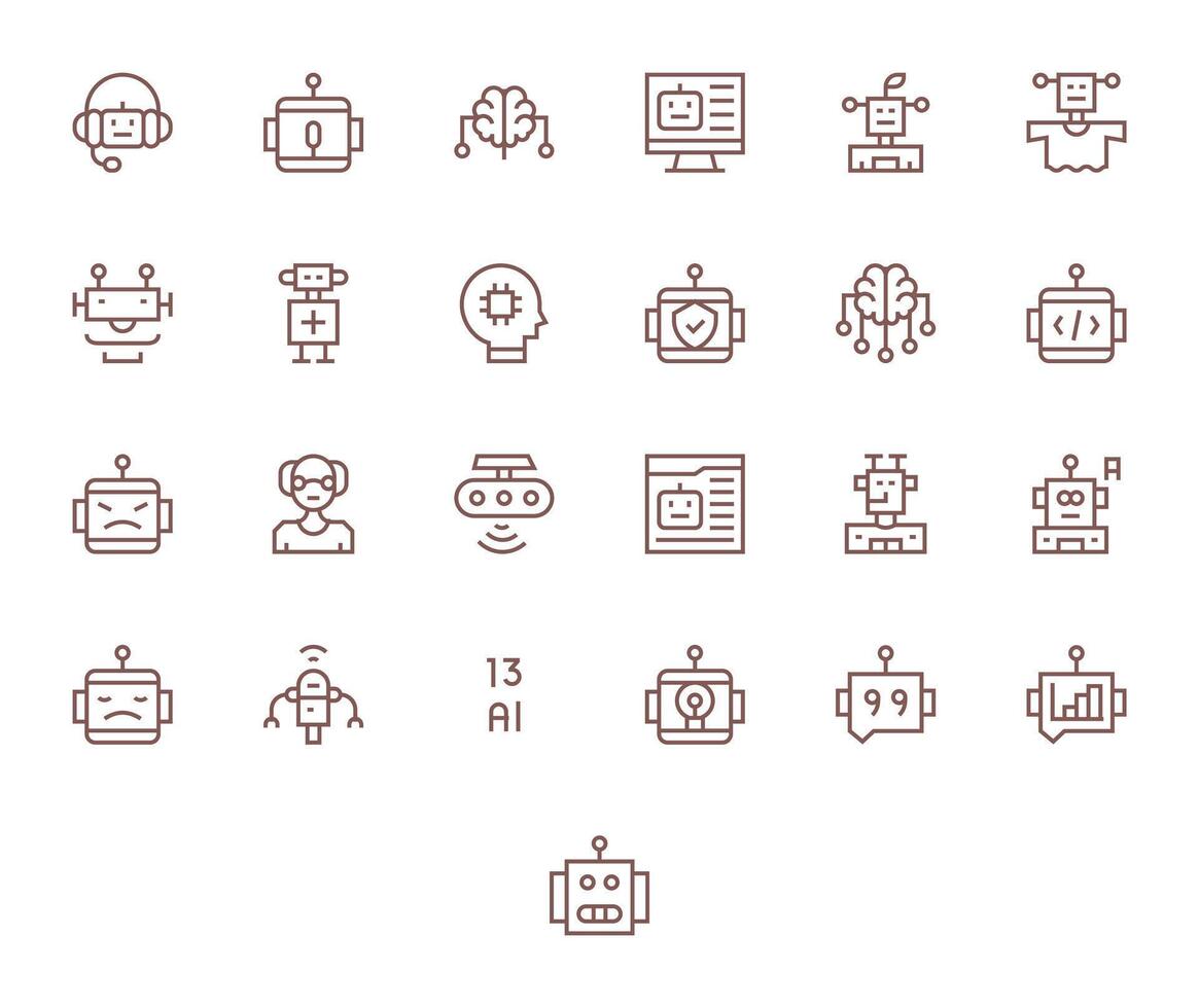 Ai Premium Bundle with 25 High Resolution Pixel Optimized Regular Line Icons vector