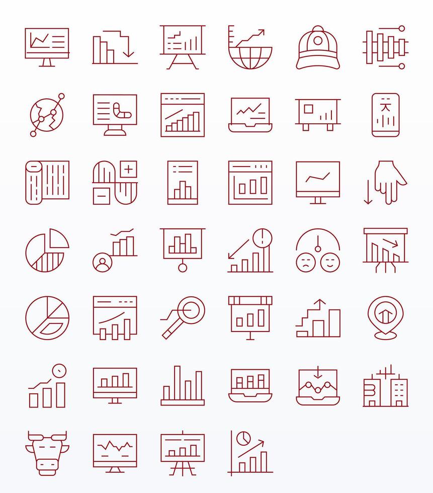 Thin Line Pixel Aligned Icons from Trend Set with 40 256x256 Icons vector