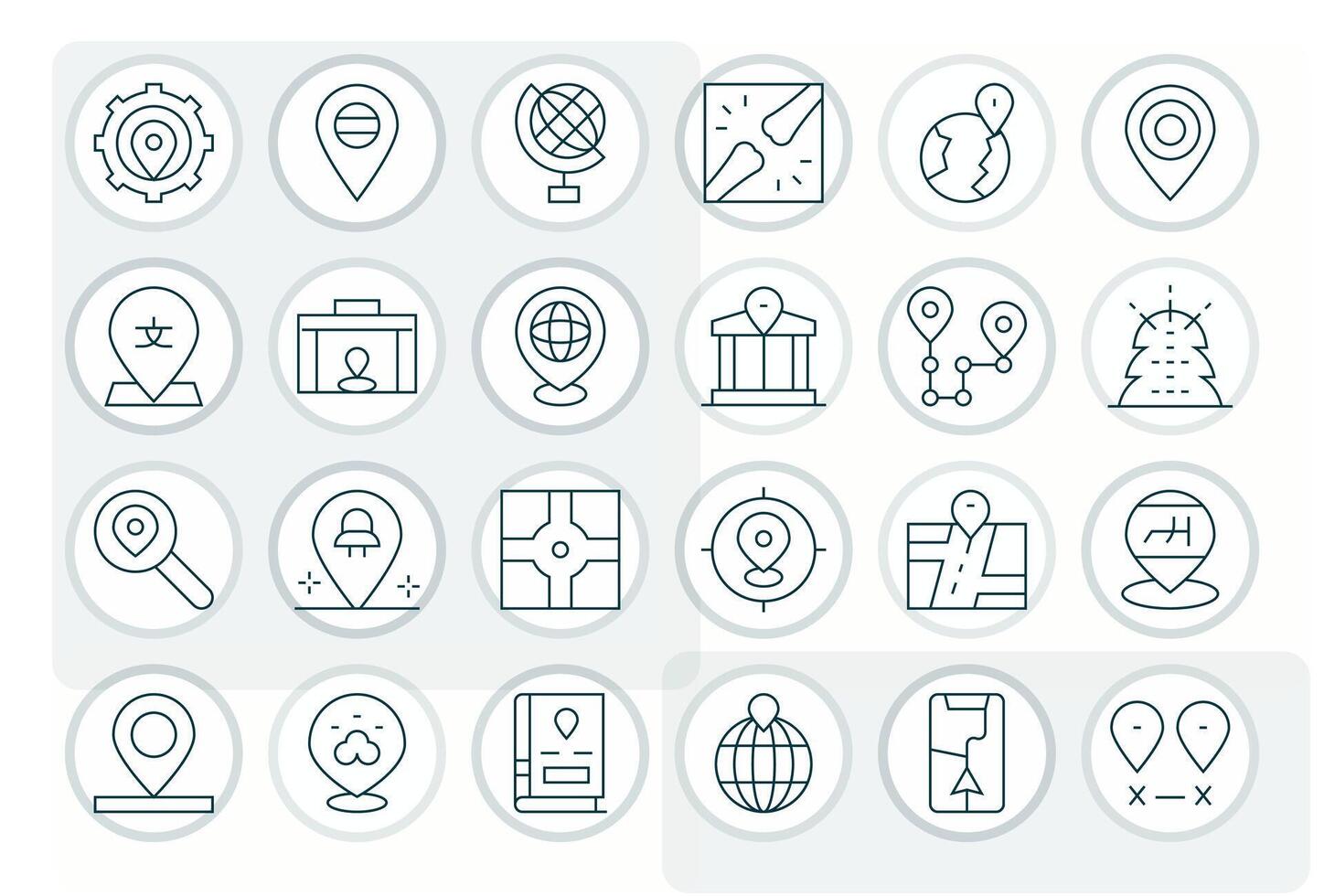 24 Icons inspired by Coordinates in Pixel Optimized High Resolution Thin Line quality vector