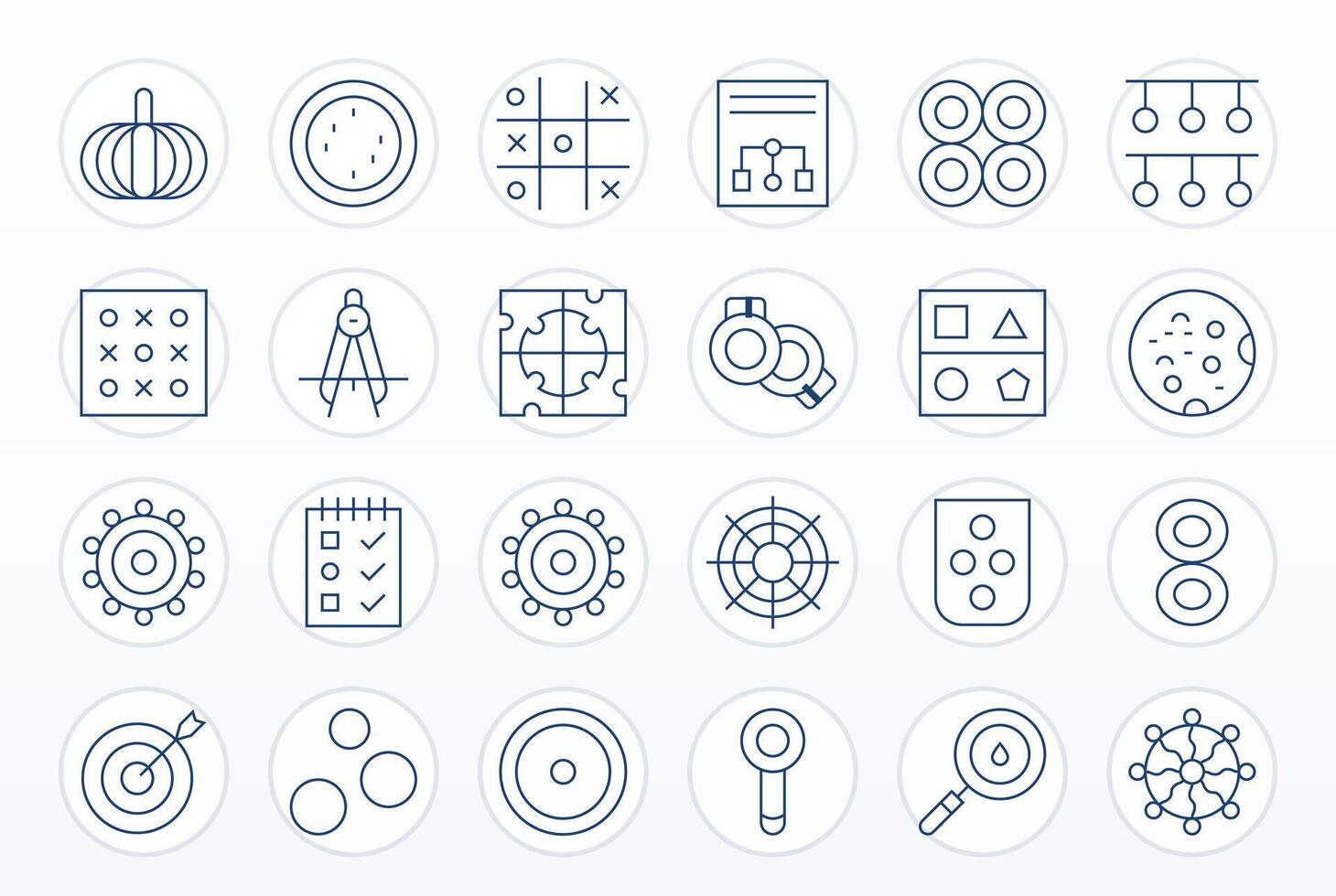 24 Thin Line Icons from Circles in High Resolution PIXEL Perfect Quality vector
