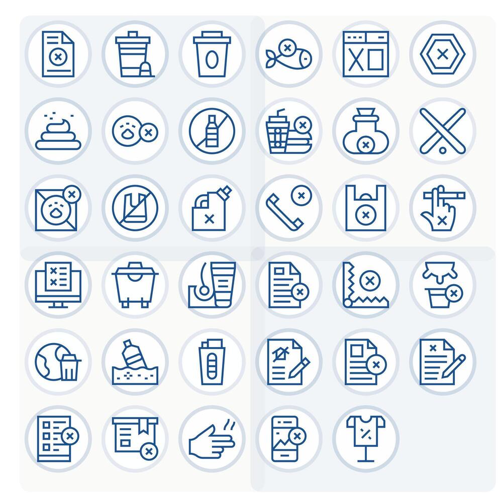 35 Editable Icons themed around Refuse in 256x256 Regular Line format vector