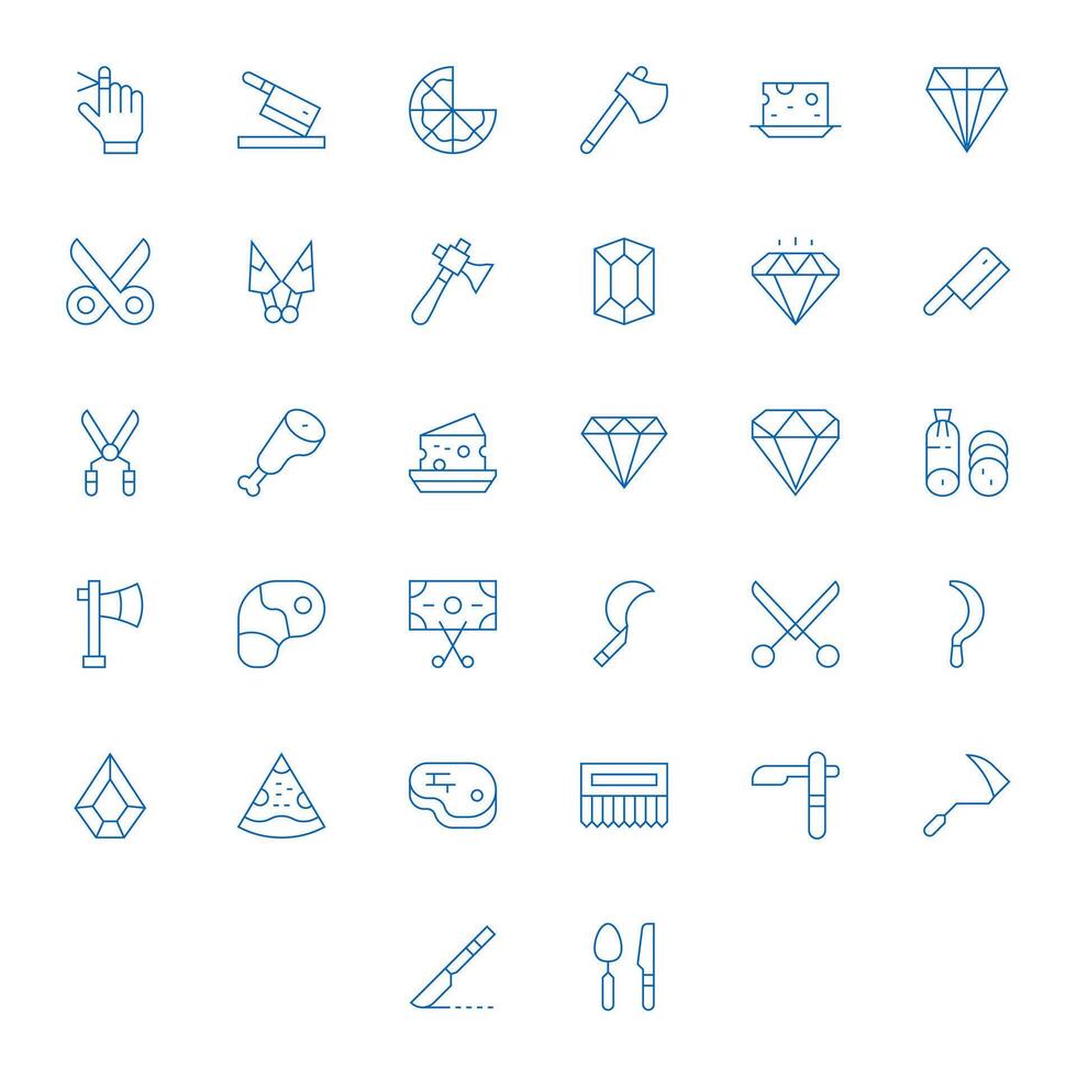 32 128x128 Thin Line Icons optimized for Cut Grid Fitted display vector