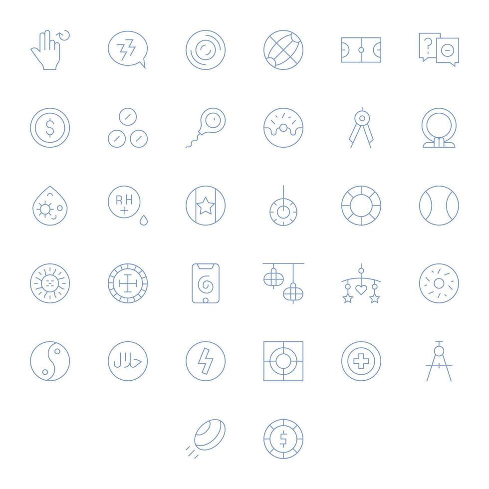 Circle Scalable Set featuring 32 PIXEL Perfect Thin Line 128x128 Icons vector