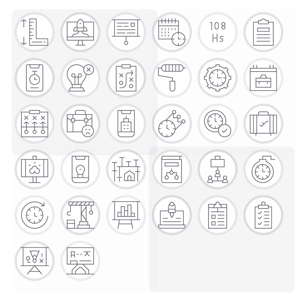 32 Thin Line Pixel Aligned 128x128 Icons from Project Suite vector