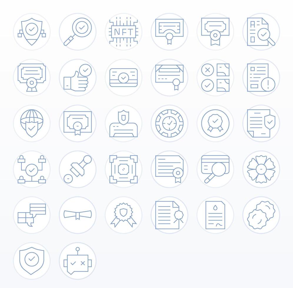 Thin Line Style Validation Icons with 32 High Resolution Editable Designs vector