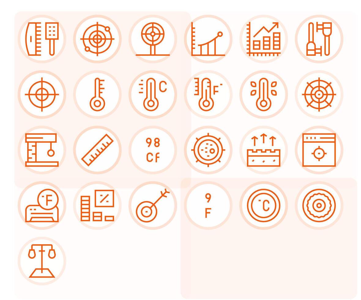 25 Retina Ready Icons for Metric in Editable Regular Line Format vector