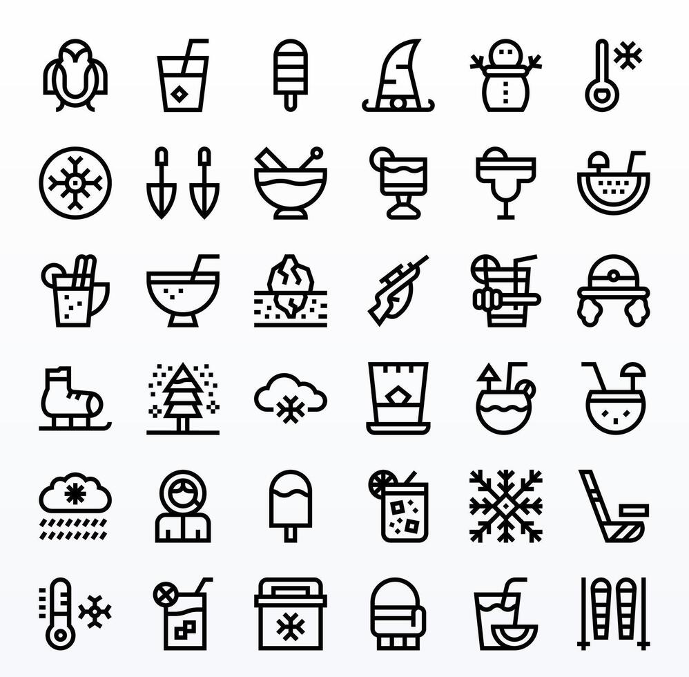 36 Bold Line Icons for Ice in crisp 128x128 Pixel Optimized resolution vector