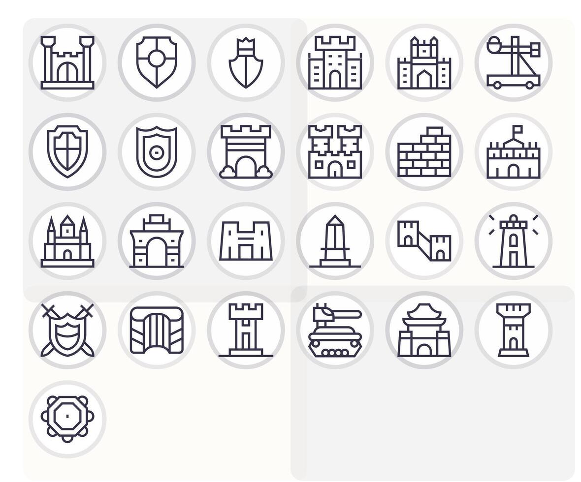 Fortification Graphics featuring 25 Regular Line Display Perfect High Resolution Designs vector