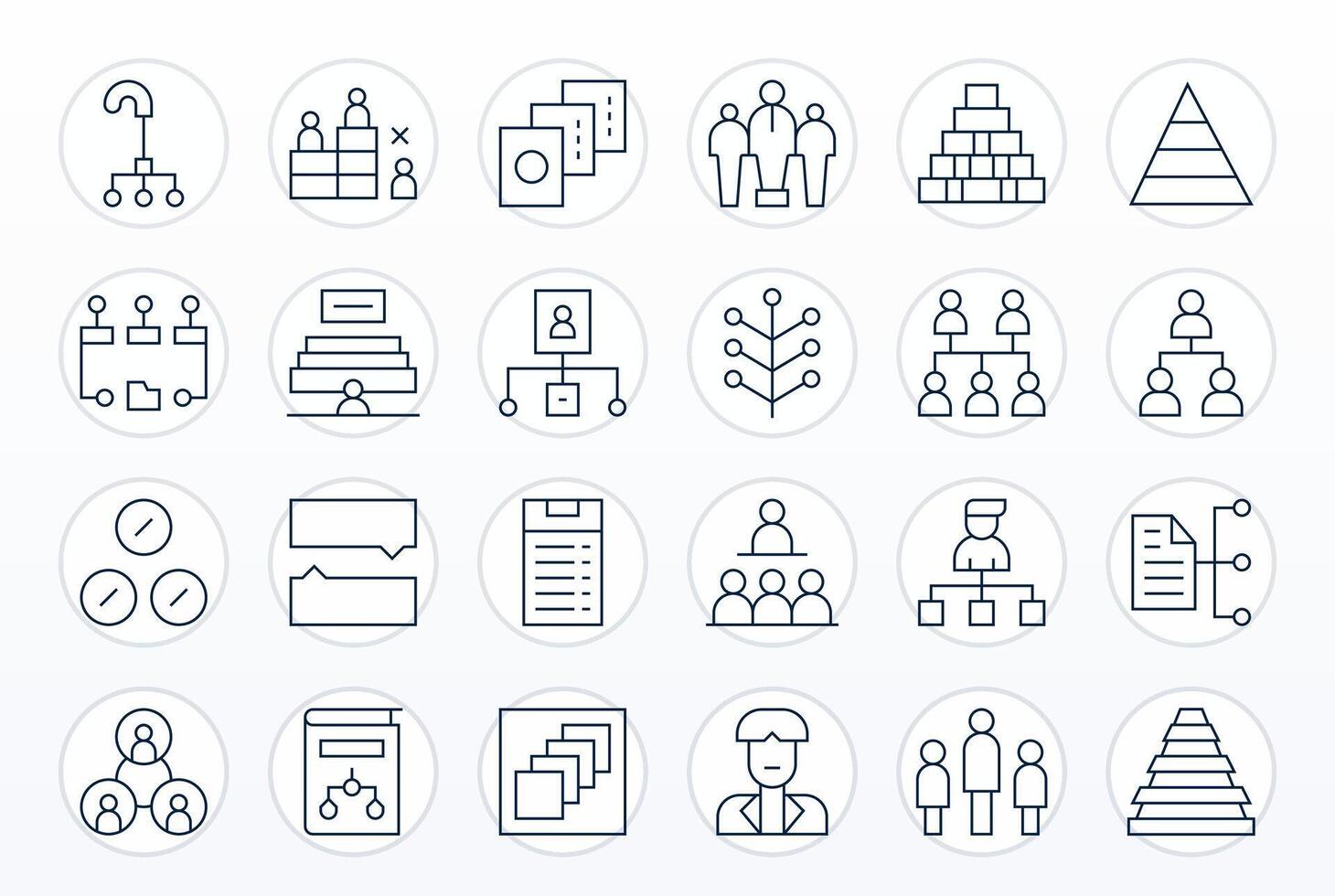 Hierarchy Graphics featuring 24 Thin Line Pixel Optimized 256x256 Designs vector