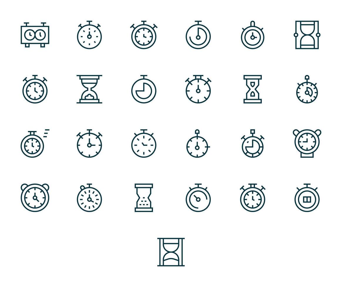 25 64x64 Regular Line Icons optimized for Elapsed Time Editable display vector