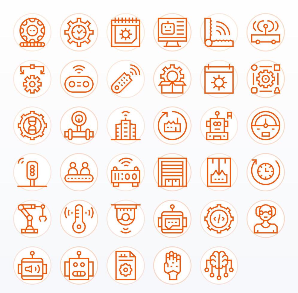 Regular Line Style Automation Icons with 35 256x256 Grid Fitted Designs vector
