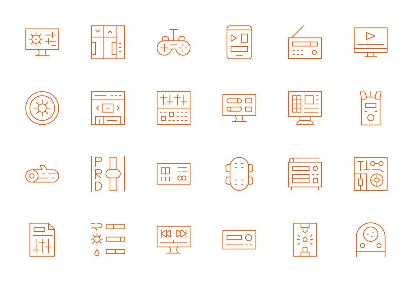 Controls 256x256 Icon Pack with 24 Thin Line Editable Elements vector