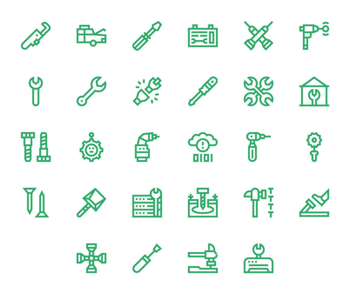 Fixing Design Icons featuring 28 Pixel Aligned Bold Line Style vector