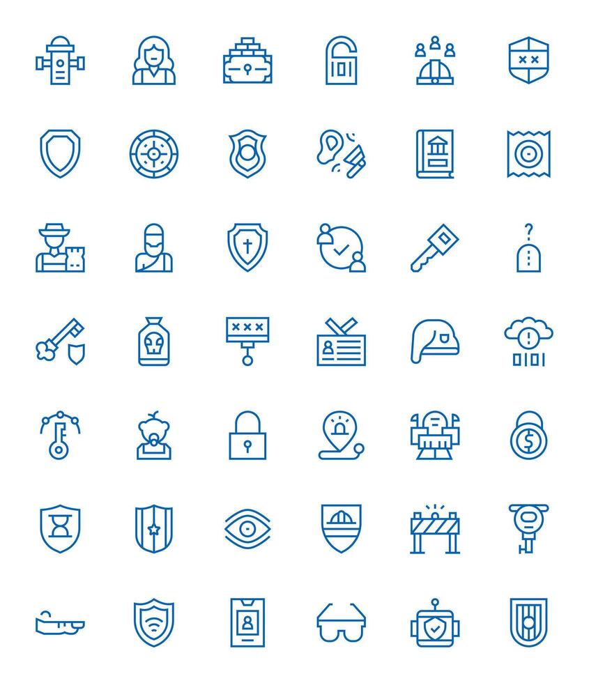 seguridad profesional conjunto con 42 regular línea píxel optimizado 64 x 64 íconos vector