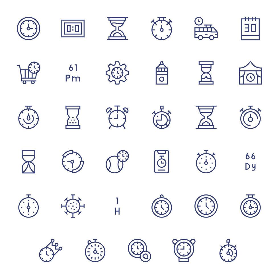 35 Regular Line Display Perfect Icons tailored for Countdown 64x64 interface vector